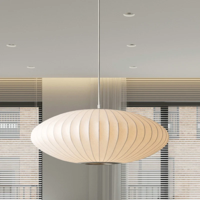 16"/19,5"/23,5"W schotel hangende plafondlamp modernistische stof 1 licht witte ophanging hanger Clearhalo