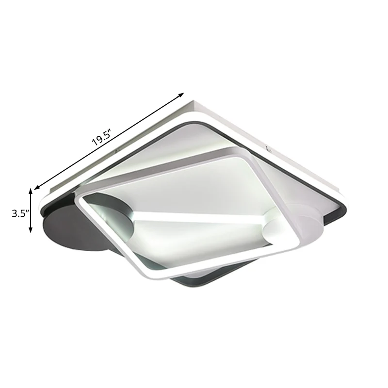 16"/19,5"/35,5" brede zwart-witte vierkante/rechthoek semi-inbouwlamp moderne led metalen semi-inbouwarmatuur wit/warm lic...