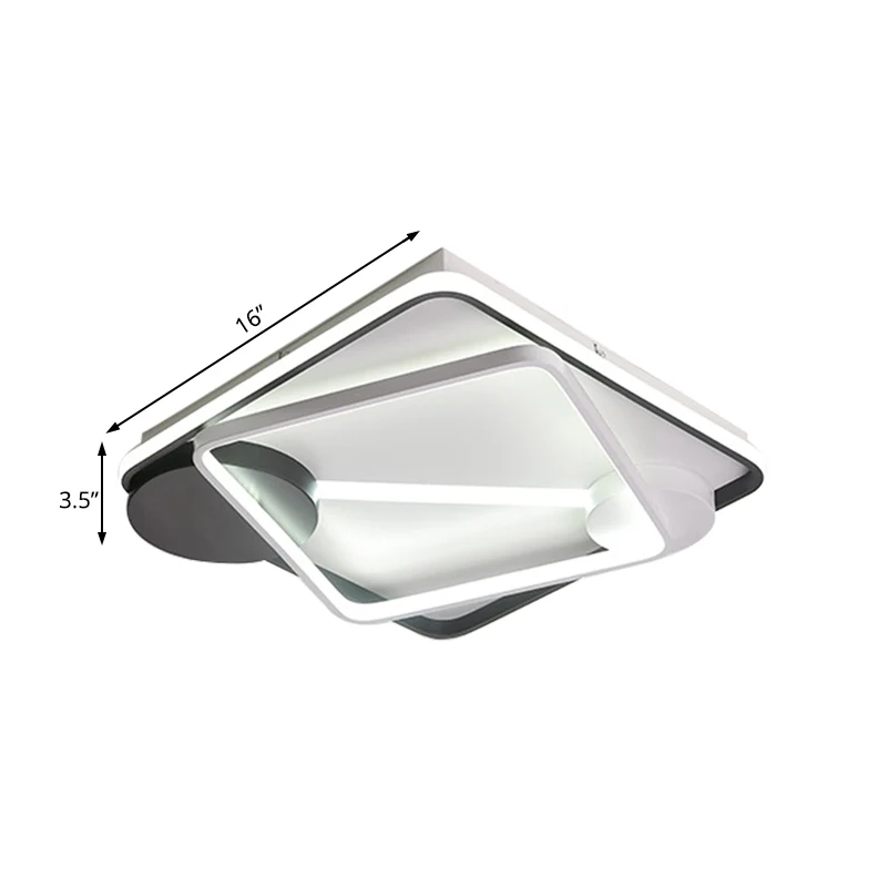 16"/19,5"/35,5" brede zwart-witte vierkante/rechthoek semi-inbouwlamp moderne led metalen semi-inbouwarmatuur wit/warm lic...