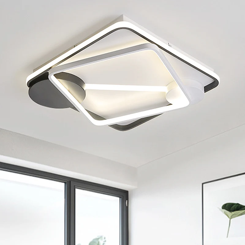 16"/19,5"/35,5" brede zwart-witte vierkante/rechthoek semi-inbouwlamp moderne led metalen semi-inbouwarmatuur wit/warm lic...
