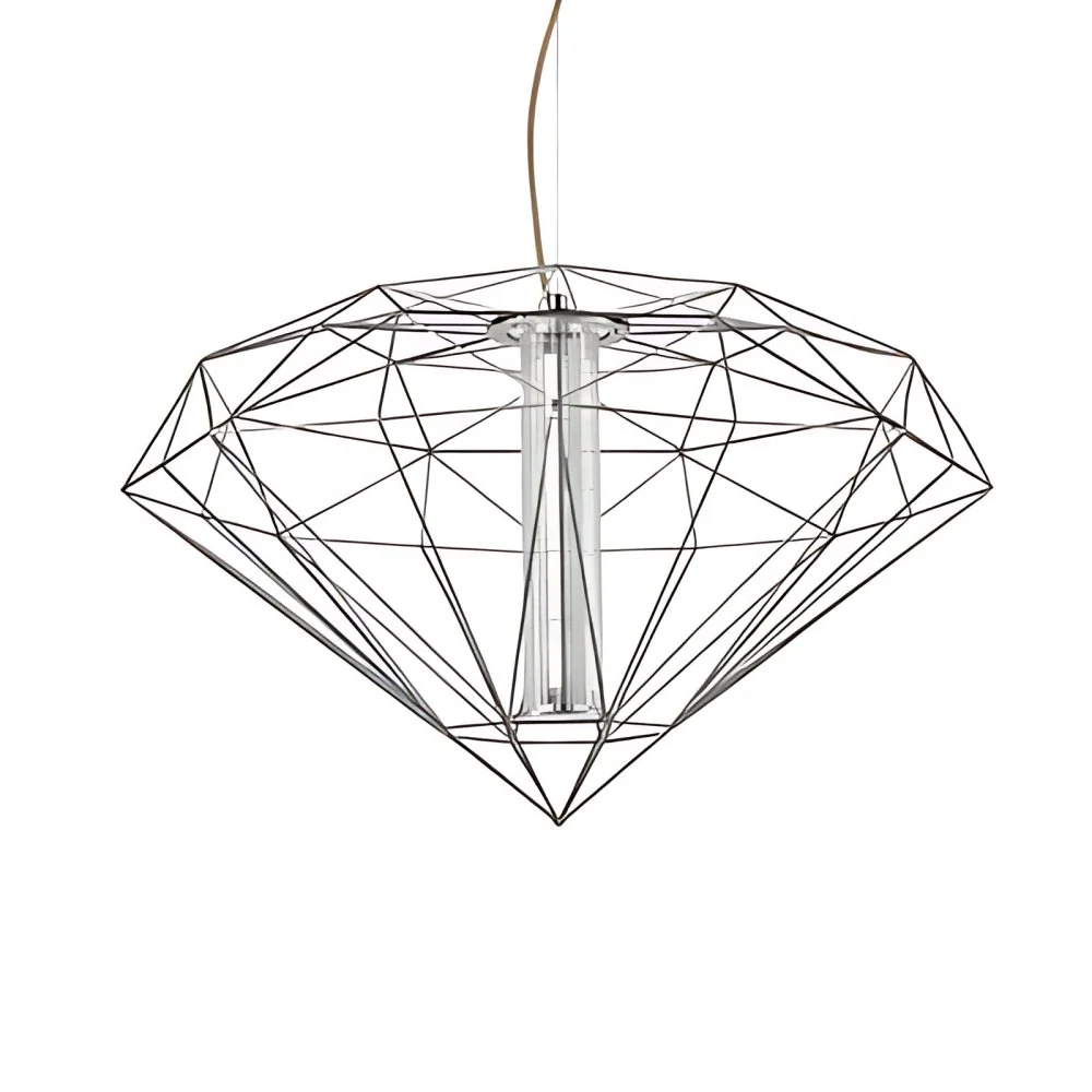 16"/23,5" W Diamond Wire Cage Hanglamp Hedendaags Metaal met Cilinder Glazen Kap 1 Lichte Eetkamer Chroom/Goud Clearhalo