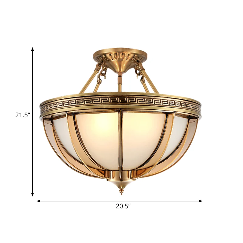 16,5 "/20,5" W Ivoorkleurige Glazen Kom Plafondverlichting Koloniale 3/4 Hoofden Woonkamer Semi Inbouw Lichtarmatuur Messi...