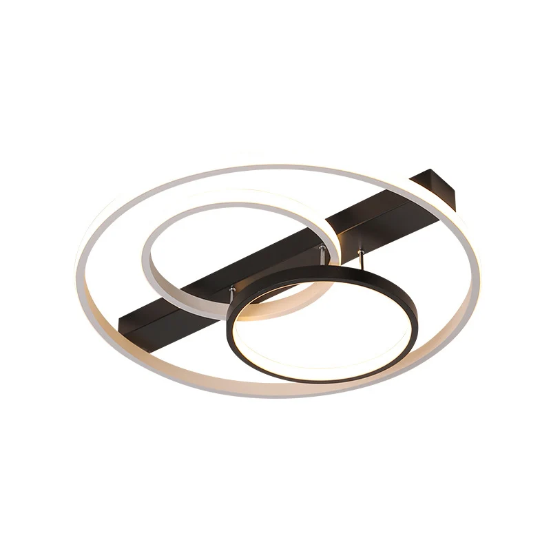 16,5"/20,5" breed 3-rings plafondinbouw modern metaal zwart en wit LED semi-inbouwmontage warm/wit licht Clearhalo