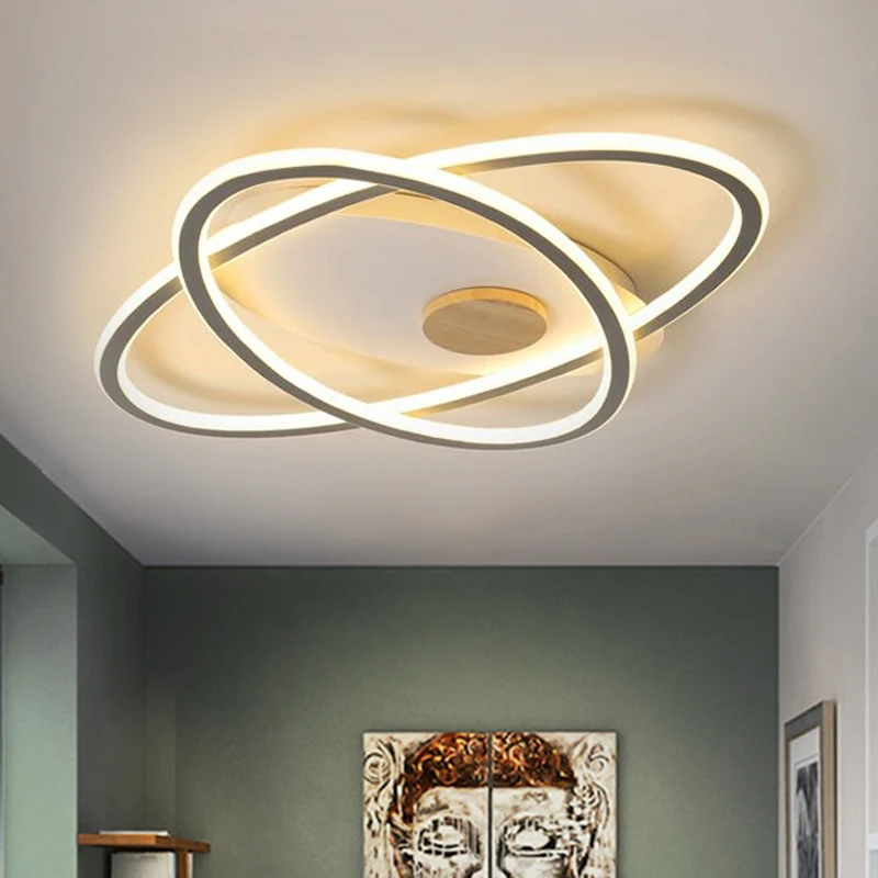16,5"/20,5" W ovale acryl plafondlamp Eenvoud LED grijze semi-inbouwverlichting warm/kleurveranderend licht Clearhalo