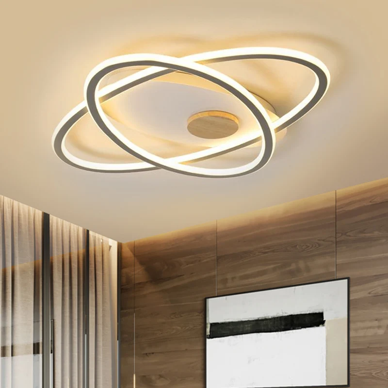 16,5"/20,5" W ovale acryl plafondlamp Eenvoud LED grijze semi-inbouwverlichting warm/kleurveranderend licht Clearhalo