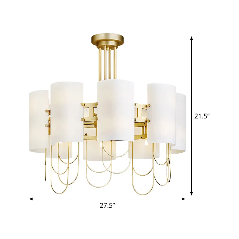 16-lichts trommelvormige kroonluchter Traditionele witgouden marmeren plafondophanglamp voor woonkamer Clearhalo