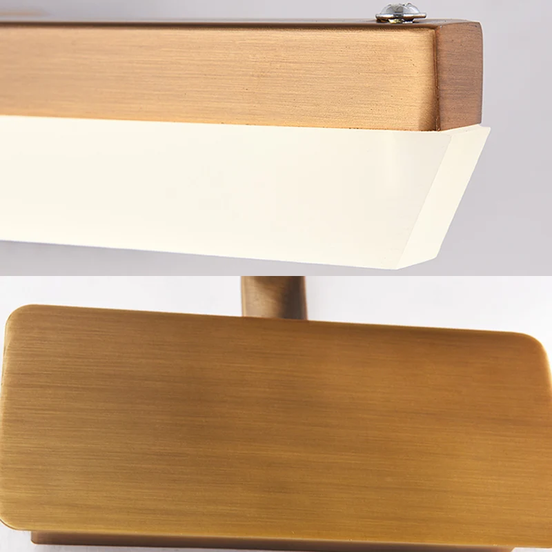 17"/23" W Messing Langwerpige Vanity Wandlamp Traditionele Metalen LED Badkamer Schanslamp, Wit/Warm Licht Clearhalo
