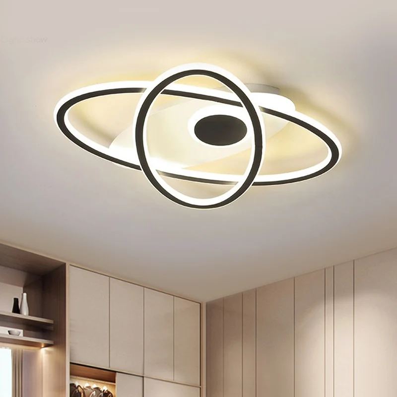 18"/21,5" W zwarte LED gestapeld ovaal semi-inbouw eigentijds acryl dicht bij plafondverlichting warm/wit licht Clearhalo