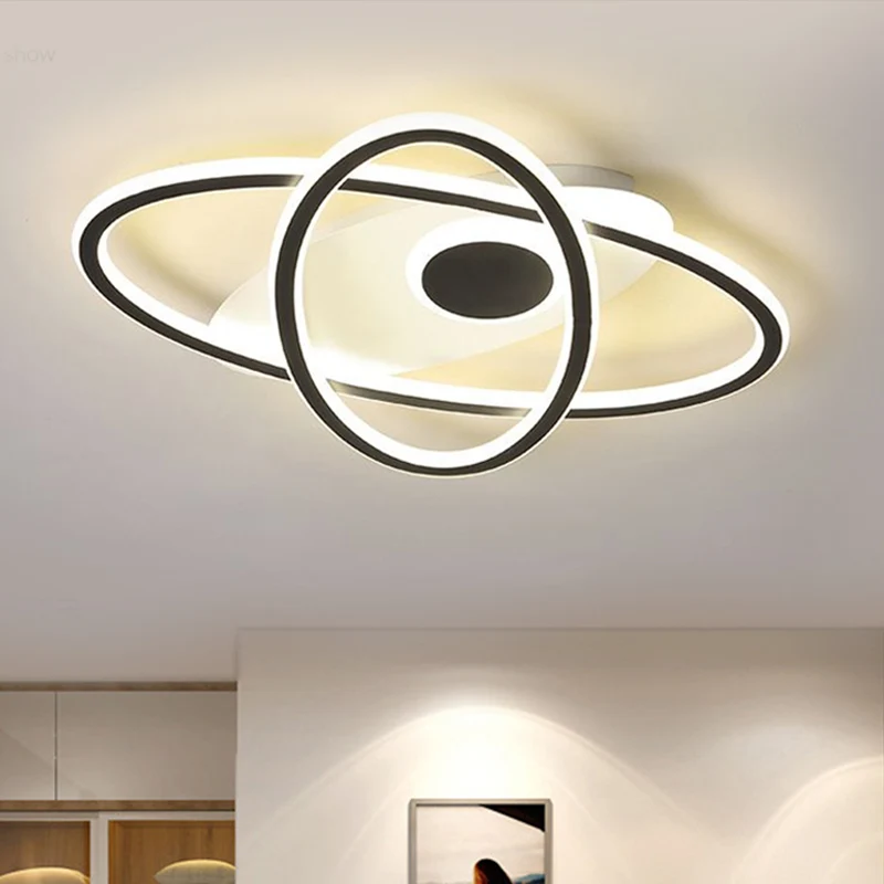 18"/21,5" W zwarte LED gestapeld ovaal semi-inbouw eigentijds acryl dicht bij plafondverlichting warm/wit licht Clearhalo