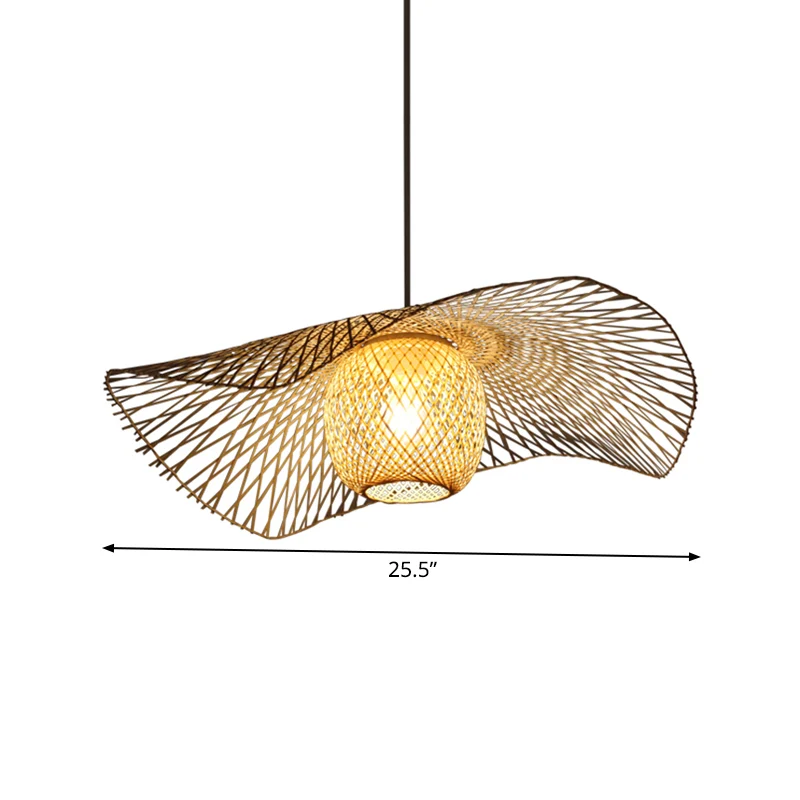 18"/21,5"/25,5" brede rustieke 1-lichts plafonddruppellamp met geweven rotan bruine koepel hanglamp voor café restaurant C...