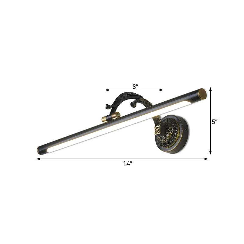 14 "/18"/23 "brede langwerpige wastafellamp traditionele LED metaal zwart/antiek messing blaker lichtpunt voor badkamer Cl...