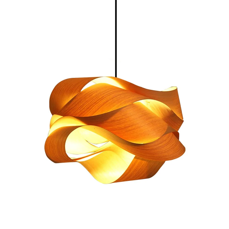 18"/23,5" brede gedraaide hanglamp eigentijds houten 1-lichts woonkamer hanglamp beige Clearhalo