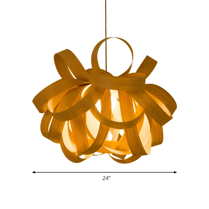 18"/23,5" brede gedraaide hanglamp eigentijds houten 1-lichts woonkamer hanglamp beige Clearhalo