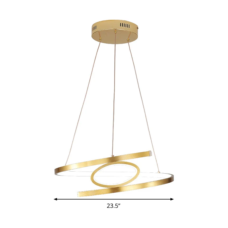 18"/23,5" brede spiraal hangende hanglamp minimalistische metalen gouden LED-plafondkroonluchter, warm/wit licht Clearhalo