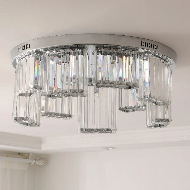 18"/23,5" W gekartelde blokinbouwlamp eigentijds 6/9-licht helder kristal slaapkamerplafondlamp Clearhalo
