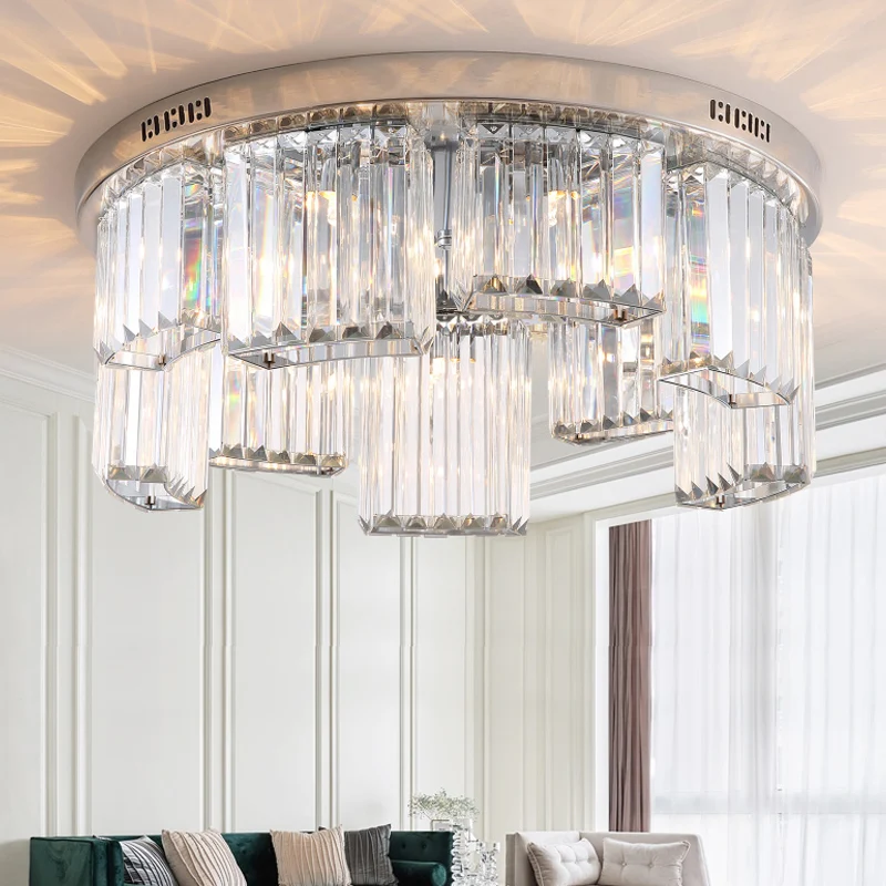 18"/23,5" W gekartelde blokinbouwlamp eigentijds 6/9-licht helder kristal slaapkamerplafondlamp Clearhalo