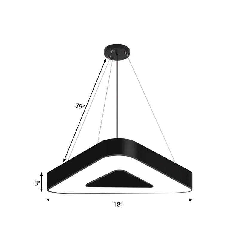 18"/23,5"/31,5" brede driehoekige hanglamp metaal led wit/zwart hangend plafondlicht voor kantoor wit licht Clearhalo