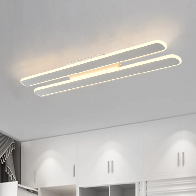 18"/23,5"/31,5" brede LED woonkamer inbouwlamp met parallelle lineaire acryl schaduw beige plafondlamp warm/wit licht Clea...