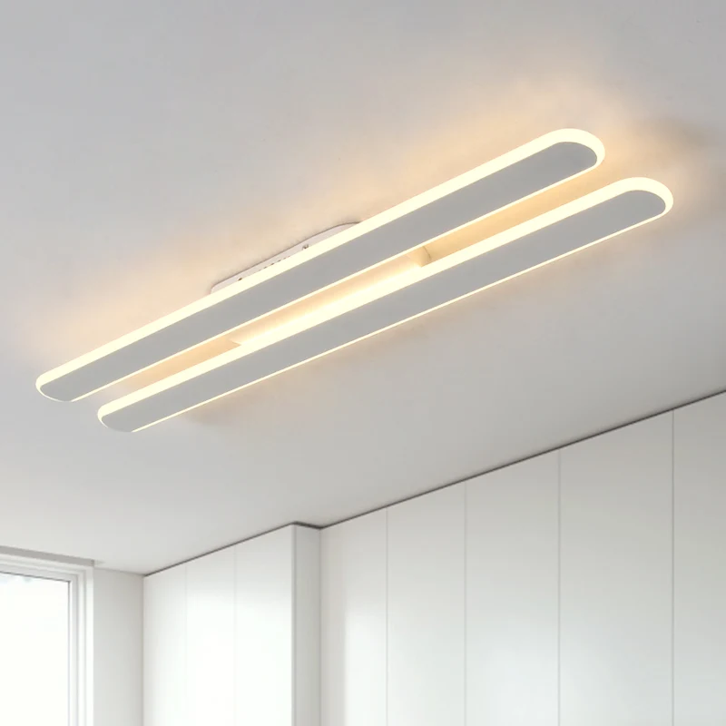 18"/23,5"/31,5" brede LED woonkamer inbouwlamp met parallelle lineaire acryl schaduw beige plafondlamp warm/wit licht Clea...