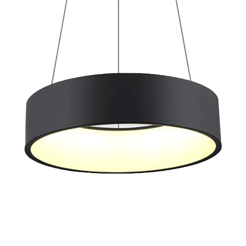 18"/23,5"/31,5" Dia Ring Plafondlamp Minimalistisch Metaal Wit/Grijs/Zwart Geïntegreerde LED Hanglamp voor Eetkamer Clearhalo