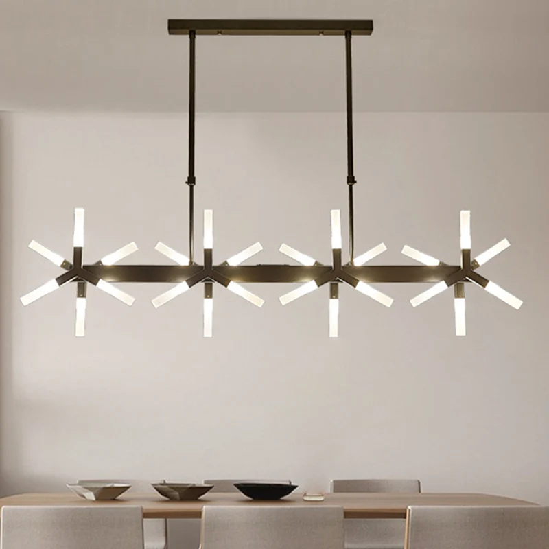 18/24 lampen eetkamer plafondlamp met lineaire acryl kap zwart/wit/goud druppelhanger boven eiland Clearhalo
