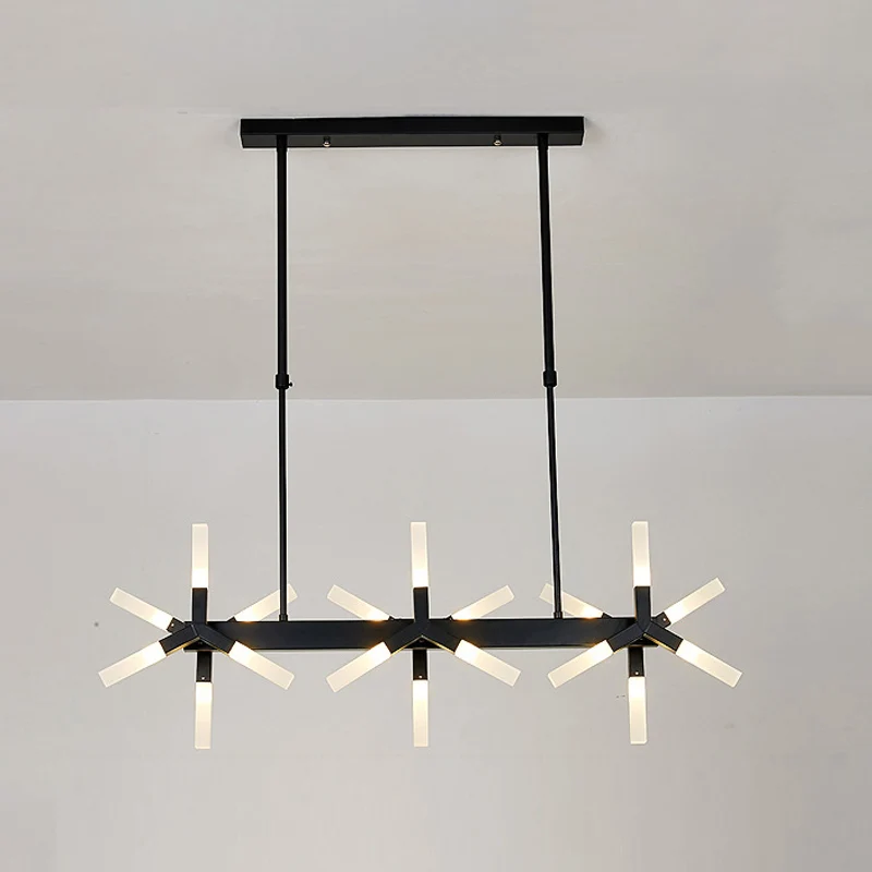 18/24 lampen eetkamer plafondlamp met lineaire acryl kap zwart/wit/goud druppelhanger boven eiland Clearhalo