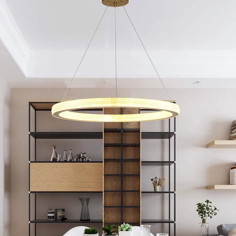 19"/25,5" dia gouden ring hanglamp minimalistische LED acryl plafond hanglamp wit/warm licht Clearhalo