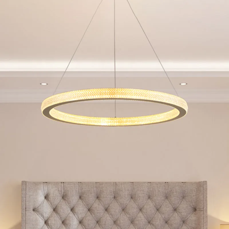 19"/25,5" dia gouden ring hanglamp minimalistische LED acryl plafond hanglamp wit/warm licht Clearhalo