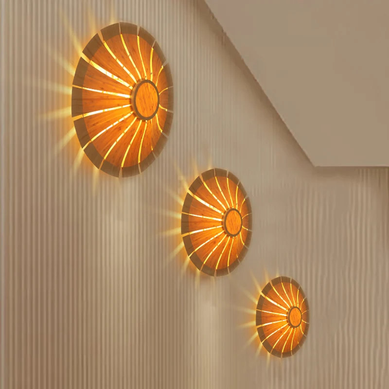 19.5 "/23.5" Dia Ronde Wandkandelaar Verlichting Moderne Stijl Houtfineer 1 Licht Woonkamer Wandlamp Clearhalo