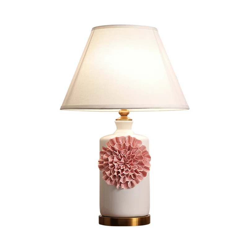 19,5 "/23,5" lange 1 lamp kegel/bel tafellamp pastoraal hemelsblauw/paars/roze metalen nachtkastje lamp voor slaapkamer Cl...