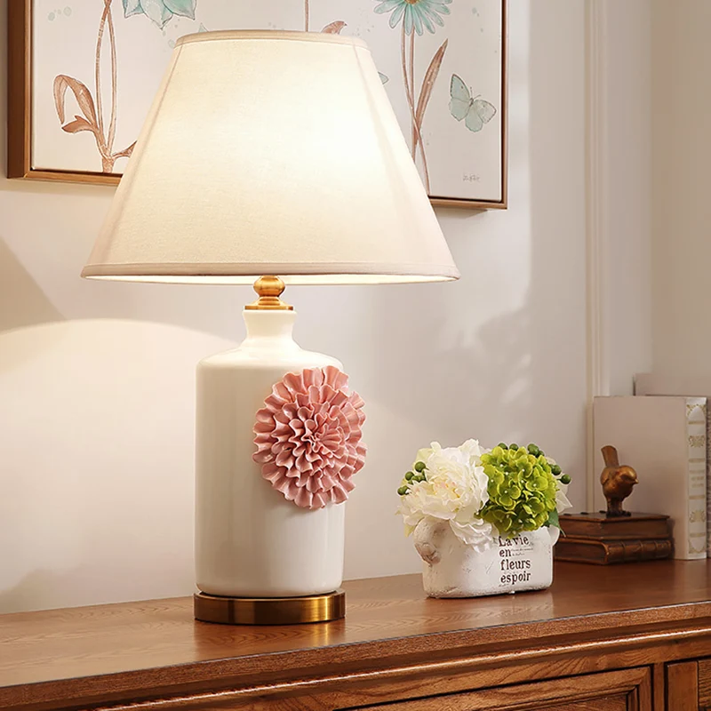19,5 "/23,5" lange 1 lamp kegel/bel tafellamp pastoraal hemelsblauw/paars/roze metalen nachtkastje lamp voor slaapkamer Cl...