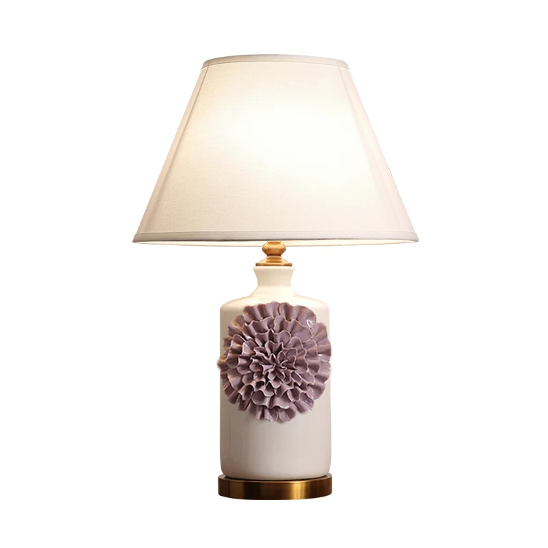 19,5 "/23,5" lange 1 lamp kegel/bel tafellamp pastoraal hemelsblauw/paars/roze metalen nachtkastje lamp voor slaapkamer Cl...