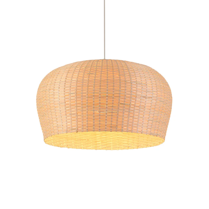 12 "/19,5" brede koepel geweven bamboe plafond hanglamp Aziatisch enkel licht beige hanglamp voor restaurant eetkamer Clea...
