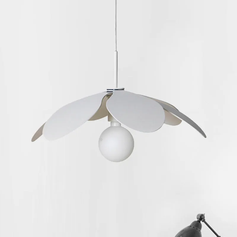 12 "/19,5" brede minimale plafondlamp met bloem metalen kap 1 licht zwart/wit hanglamp voor woonkamer Clearhalo