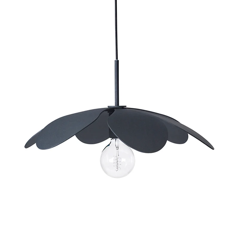 12 "/19,5" brede minimale plafondlamp met bloem metalen kap 1 licht zwart/wit hanglamp voor woonkamer Clearhalo