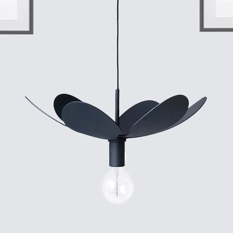 12 "/19,5" brede minimale plafondlamp met bloem metalen kap 1 licht zwart/wit hanglamp voor woonkamer Clearhalo