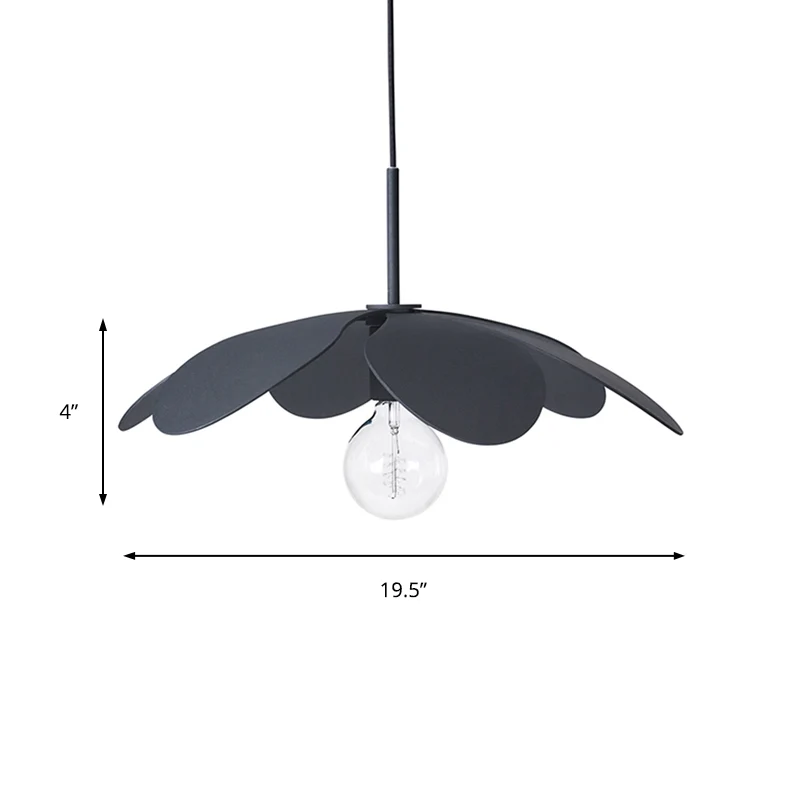12 "/19,5" brede minimale plafondlamp met bloem metalen kap 1 licht zwart/wit hanglamp voor woonkamer Clearhalo