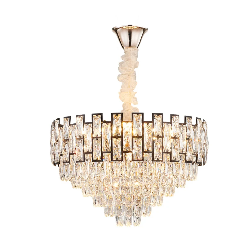 16 "/19,5" brede nikkel taps toelopende plafondkroonluchter moderne 6/10 hoofden kristallen blok hangende plafondlamp Clea...