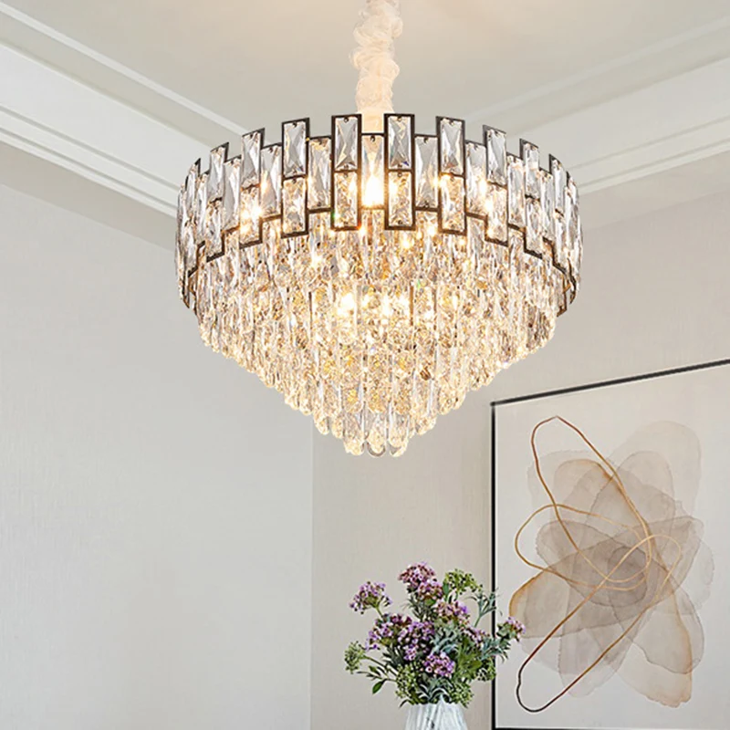 16 "/19,5" brede nikkel taps toelopende plafondkroonluchter moderne 6/10 hoofden kristallen blok hangende plafondlamp Clea...
