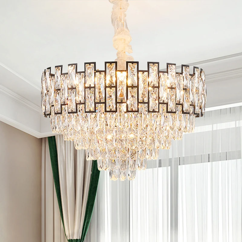 16 "/19,5" brede nikkel taps toelopende plafondkroonluchter moderne 6/10 hoofden kristallen blok hangende plafondlamp Clea...