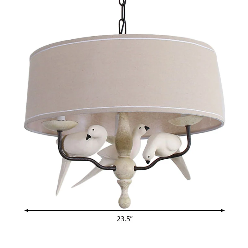 19,5"/23,5" brede ronde hangende hanglamp Scandinavische stof 3 hoofden vlassen kroonluchter verlichting Clearhalo