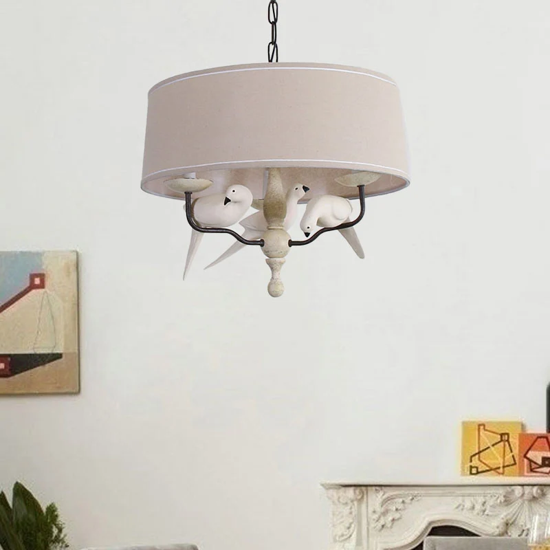 19,5"/23,5" brede ronde hangende hanglamp Scandinavische stof 3 hoofden vlassen kroonluchter verlichting Clearhalo