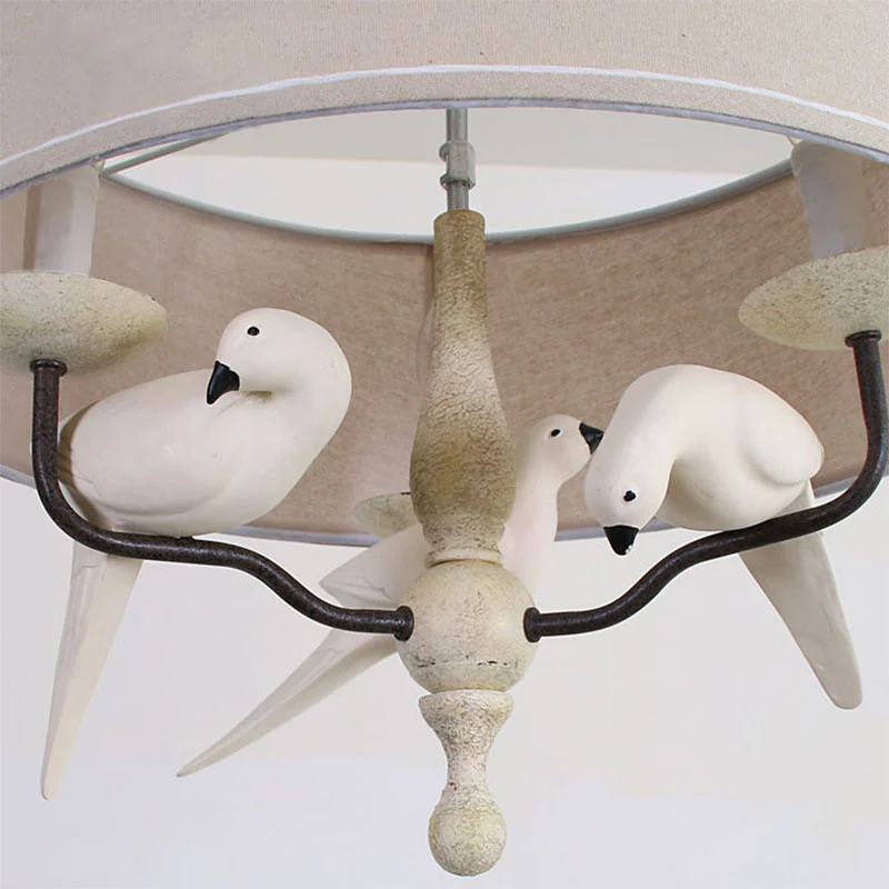 19,5"/23,5" brede ronde hangende hanglamp Scandinavische stof 3 hoofden vlassen kroonluchter verlichting Clearhalo