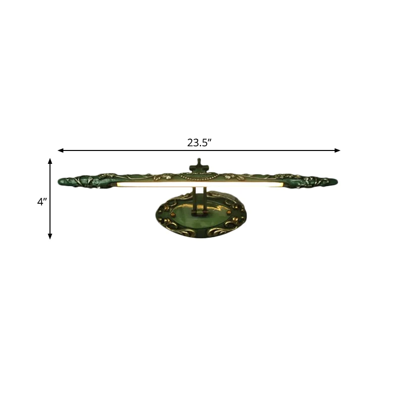 19,5"/23,5"/26" brede groene langwerpige ijdelheidslamp Klassieke metalen LED-badkamerlamp, wit/warm licht Clearhalo