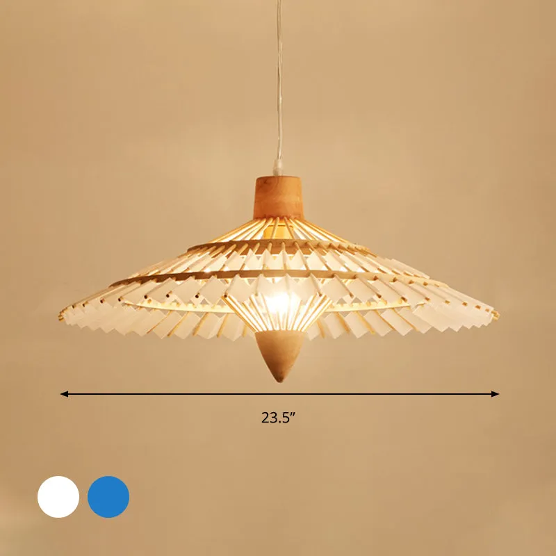 19,5"/23,5"/27,5" W Azië Parapluvormige Bamboe Plafondlamp 1 Lichte Hanglamp Wit/Blauw Clearhalo