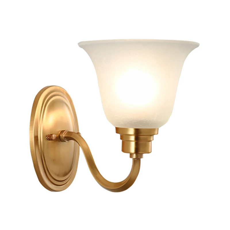 1 Head Frost Glass Wall Lighting Vintage Gold Uitlopende Vorm Nachtkastje Wandmontage Lichtarmatuur Clearhalo