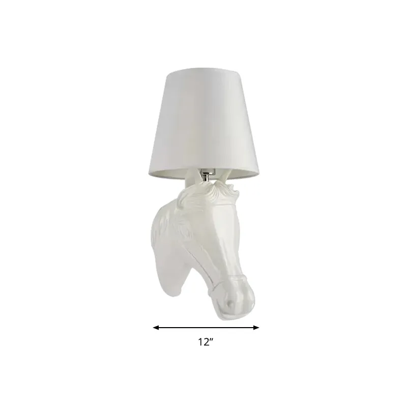 1-koppige paardenkop-wandlamp met emmerkap Rustieke harswandlamp wit voor nachtkastje Clearhalo