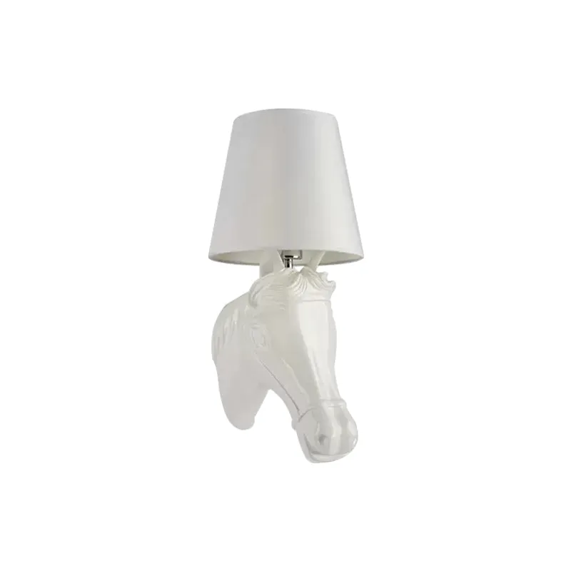 1-koppige paardenkop-wandlamp met emmerkap Rustieke harswandlamp wit voor nachtkastje Clearhalo