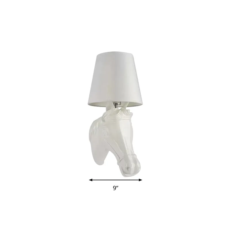1-koppige paardenkop-wandlamp met emmerkap Rustieke harswandlamp wit voor nachtkastje Clearhalo