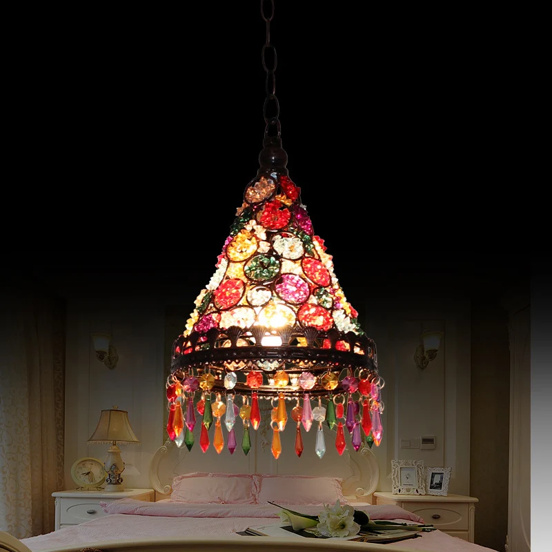 1-koppige plafondhanger Boheemse slaapkamerhanglamp met kegel/gyro-glas--loodkap koper Clearhalo